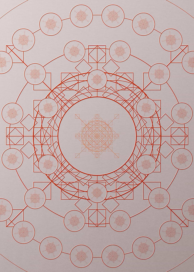 Red Glyph Mandala Rune Art