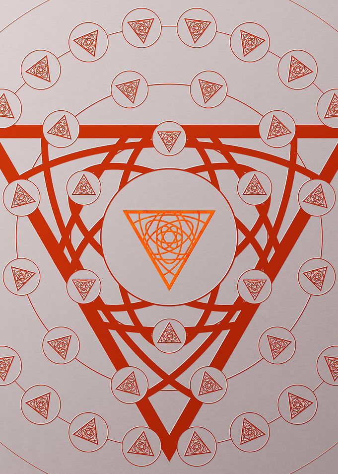 Red Geometric Glyph Poster