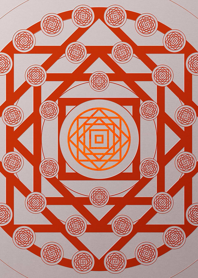 Red Geometric Glyph Poster