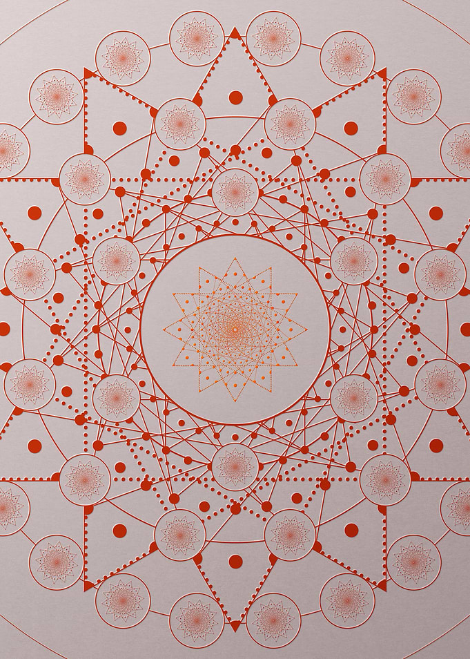 Red Geometric Glyph Poster