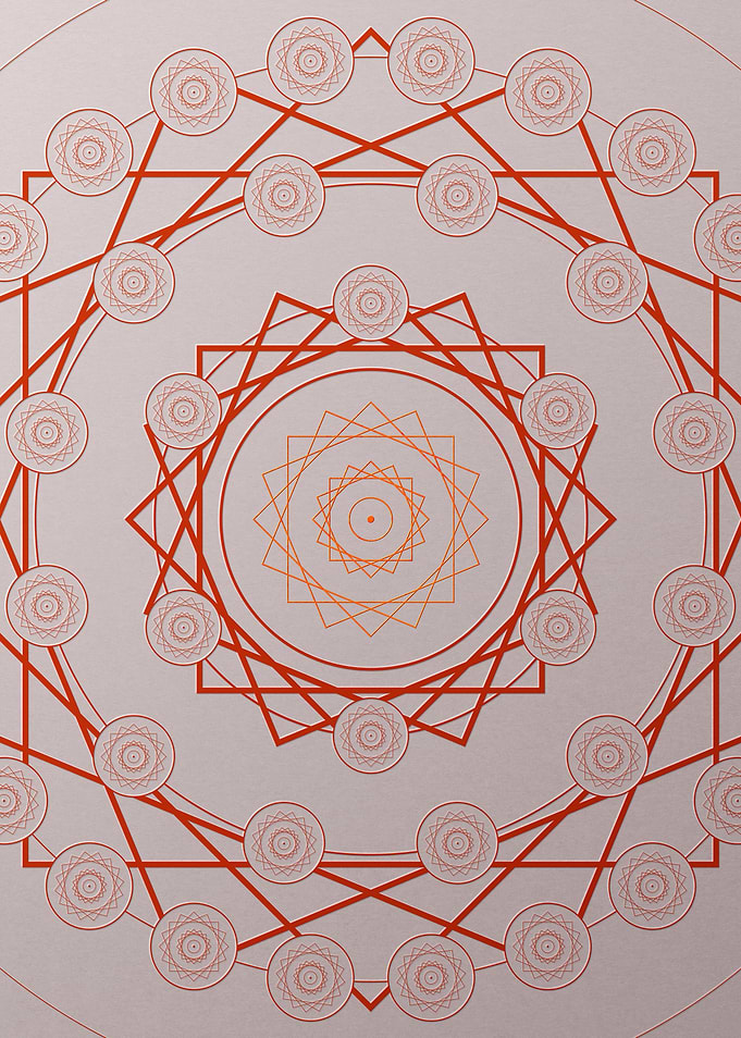 Red Glyph Mandala Rune Art