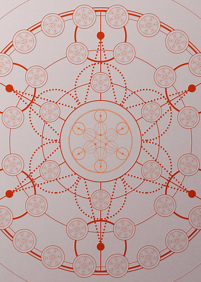 Red Glyph Mandala Rune Art
