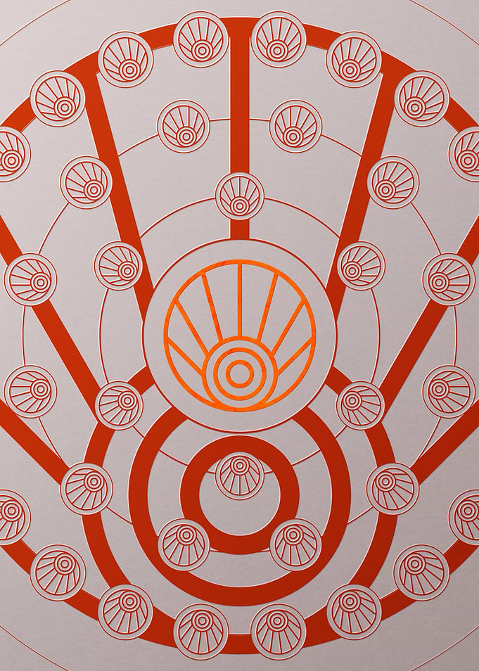 Red Geometric Glyph Poster