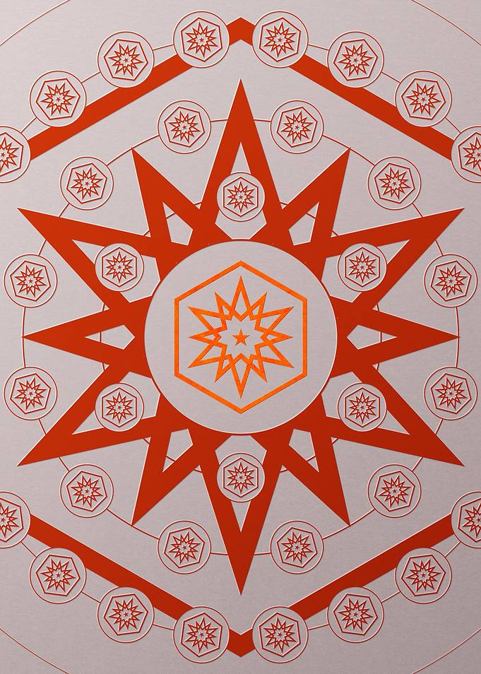 Red Glyph Mandala Rune Art