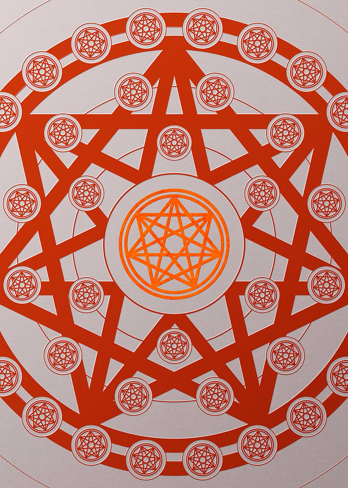 Red Geometric Glyph Poster