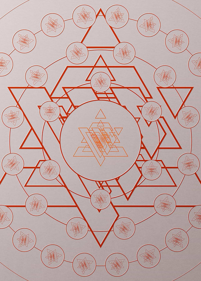 Red Geometric Glyph Poster