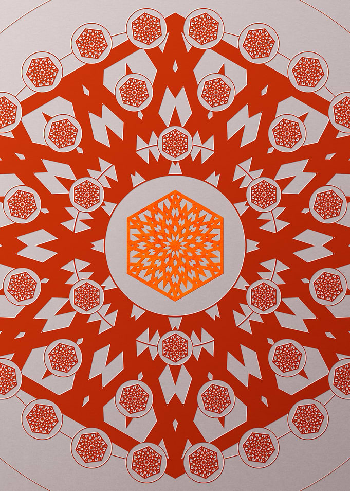 Red Glyph Mandala Rune Art