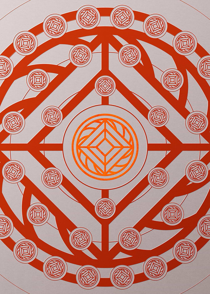 Red Glyph Mandala Rune Art