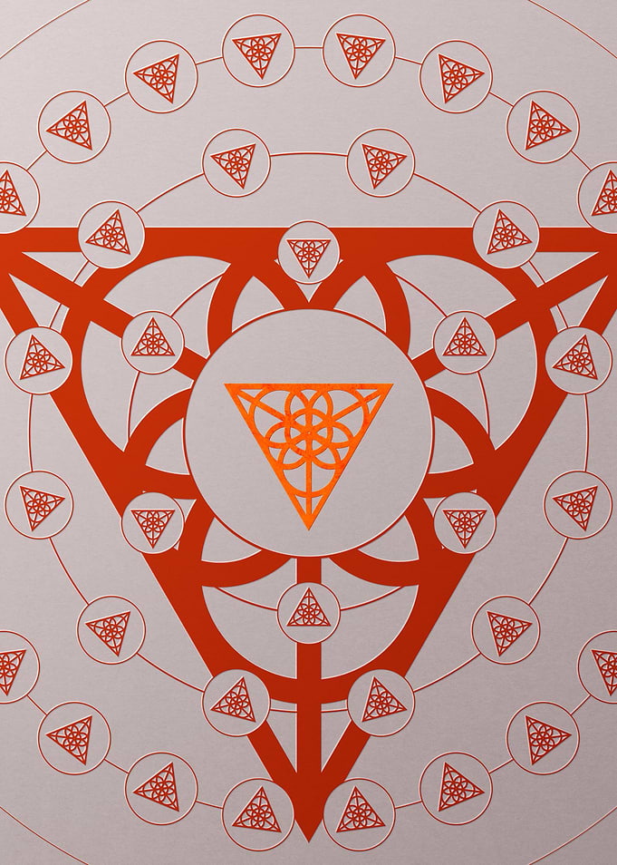 Red Geometric Glyph Poster