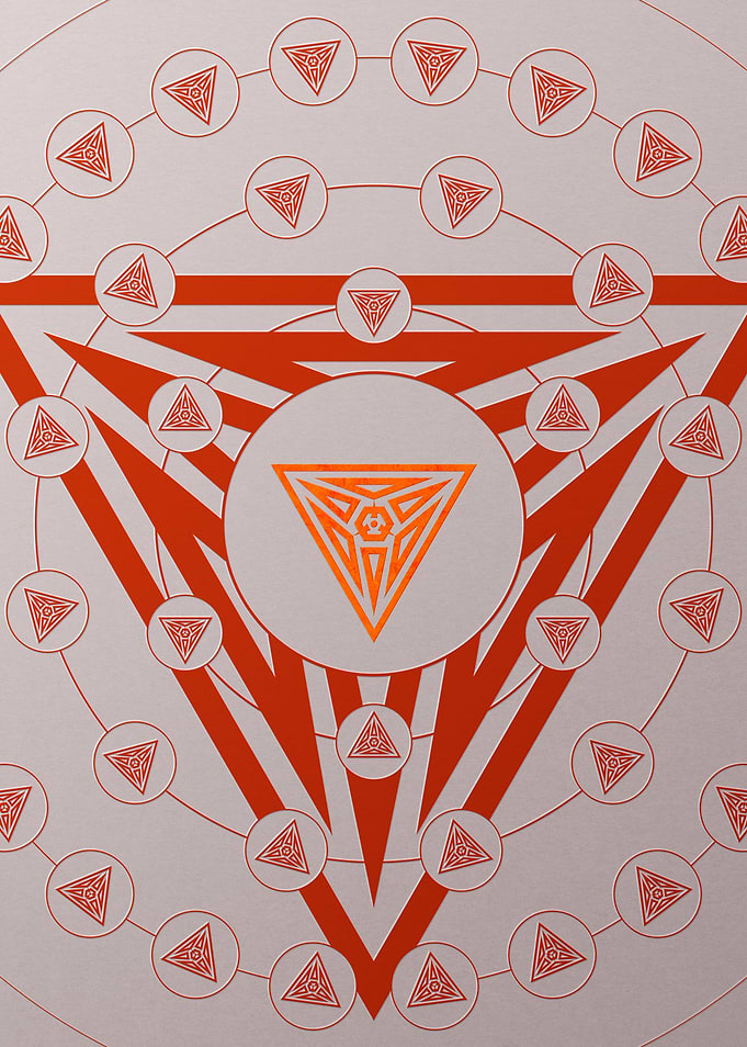 Red Geometric Glyph Poster