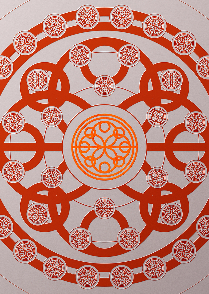 Red Glyph Mandala Rune Art