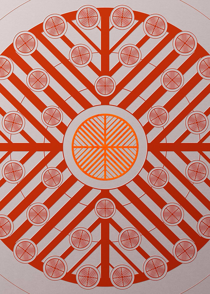 Red Glyph Mandala Rune Art