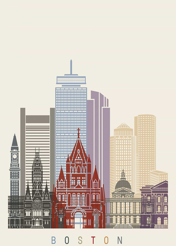 Boston skyline poster