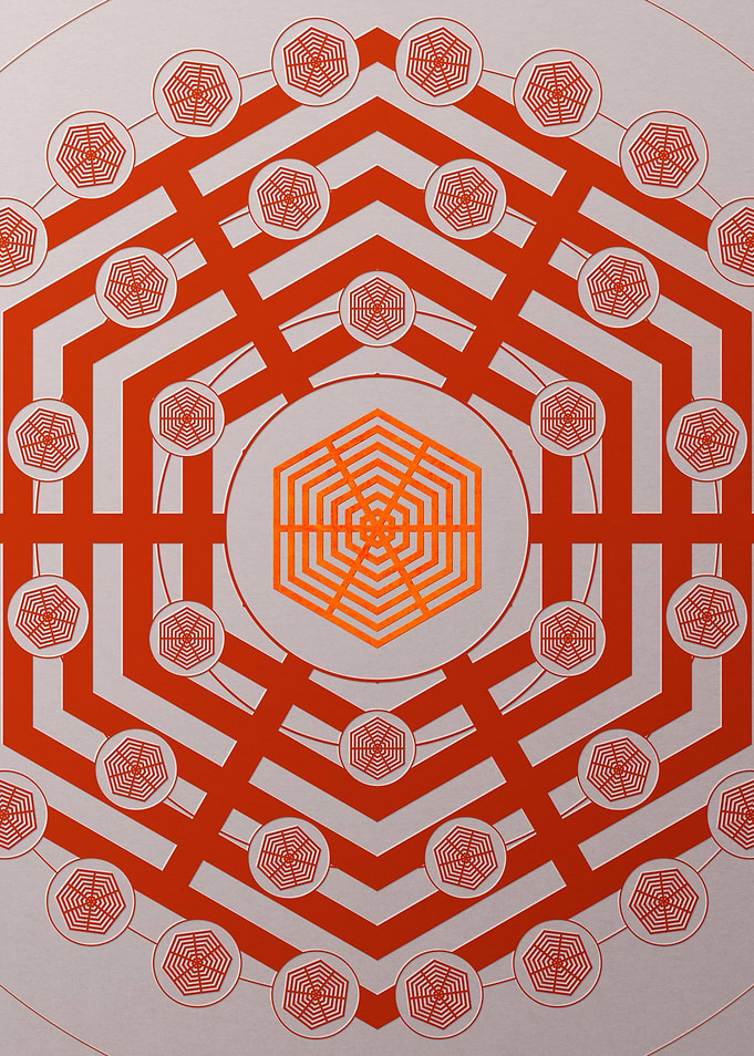 Red Geometric Glyph Poster