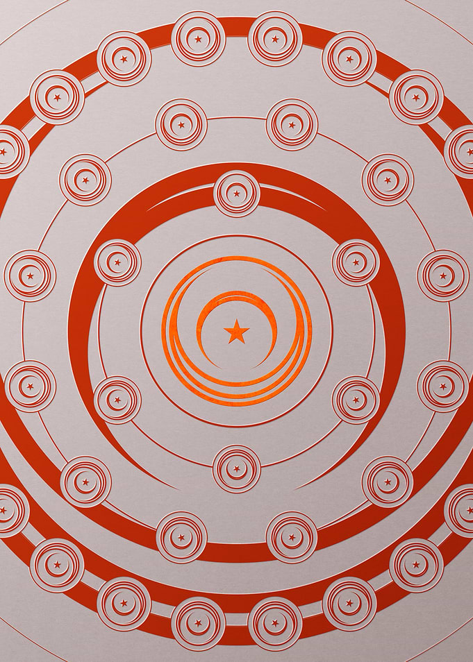 Red Geometric Glyph Poster