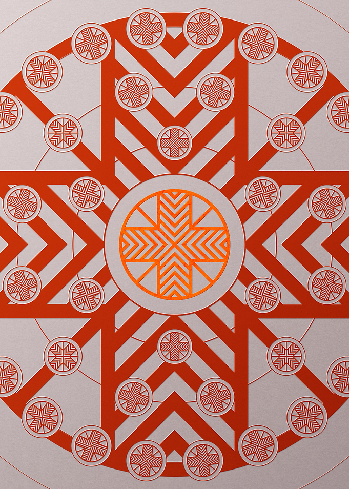 Red Glyph Mandala Rune Art