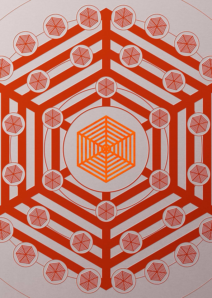 Red Geometric Glyph Poster