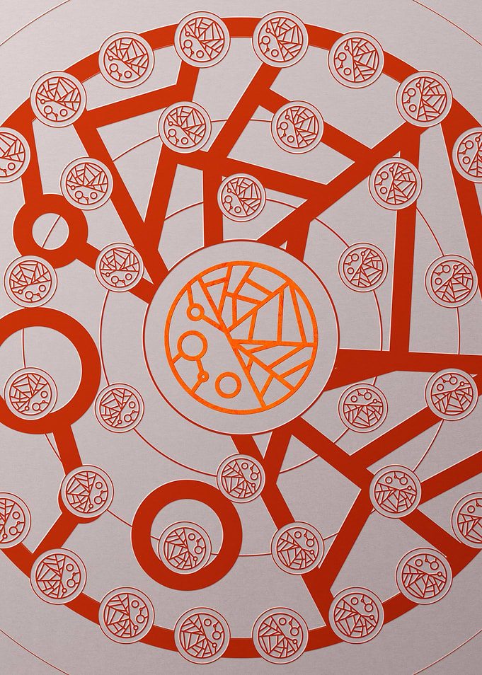Red Geometric Glyph Poster