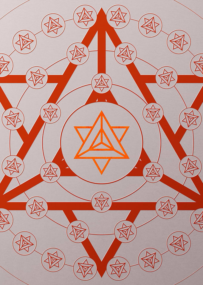 Red Glyph Mandala Rune Art
