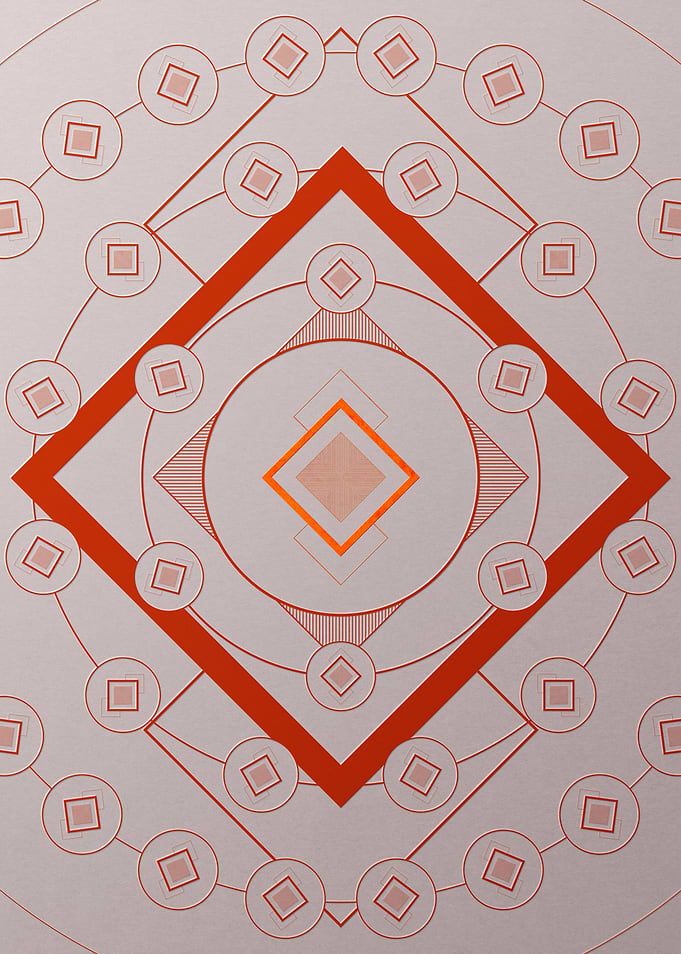 Red Geometric Glyph Poster