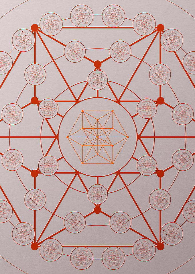 Red Glyph Mandala Rune Art
