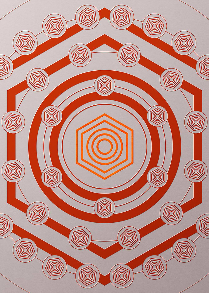 Red Geometric Glyph Poster