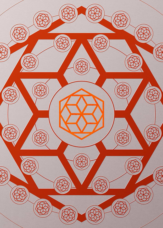 Red Glyph Mandala Rune Art