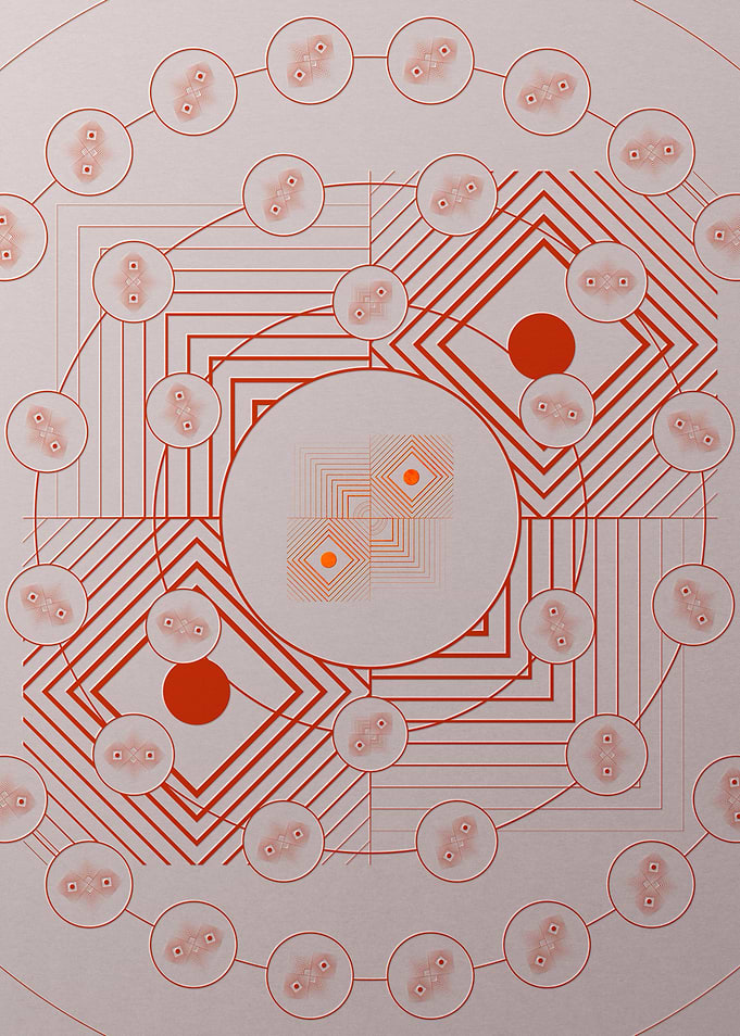 Red Geometric Glyph Poster