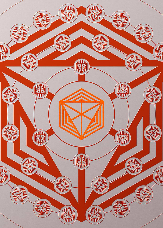 Red Geometric Glyph Poster