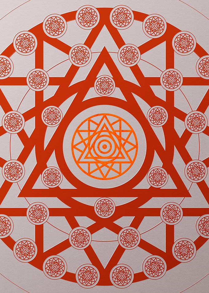 Red Geometric Glyph Poster