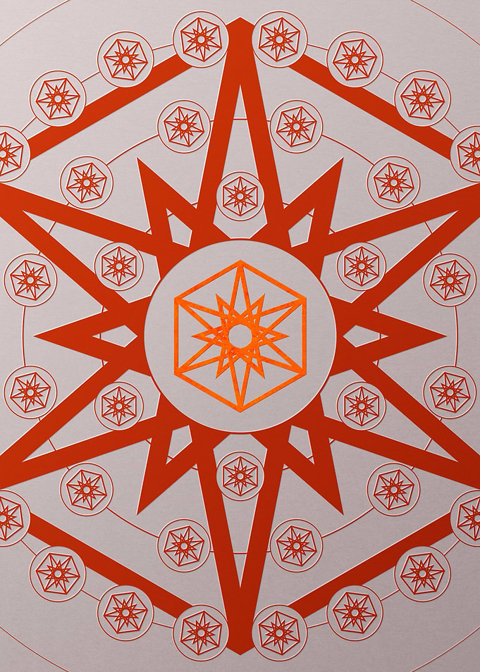 Red Glyph Mandala Rune Art