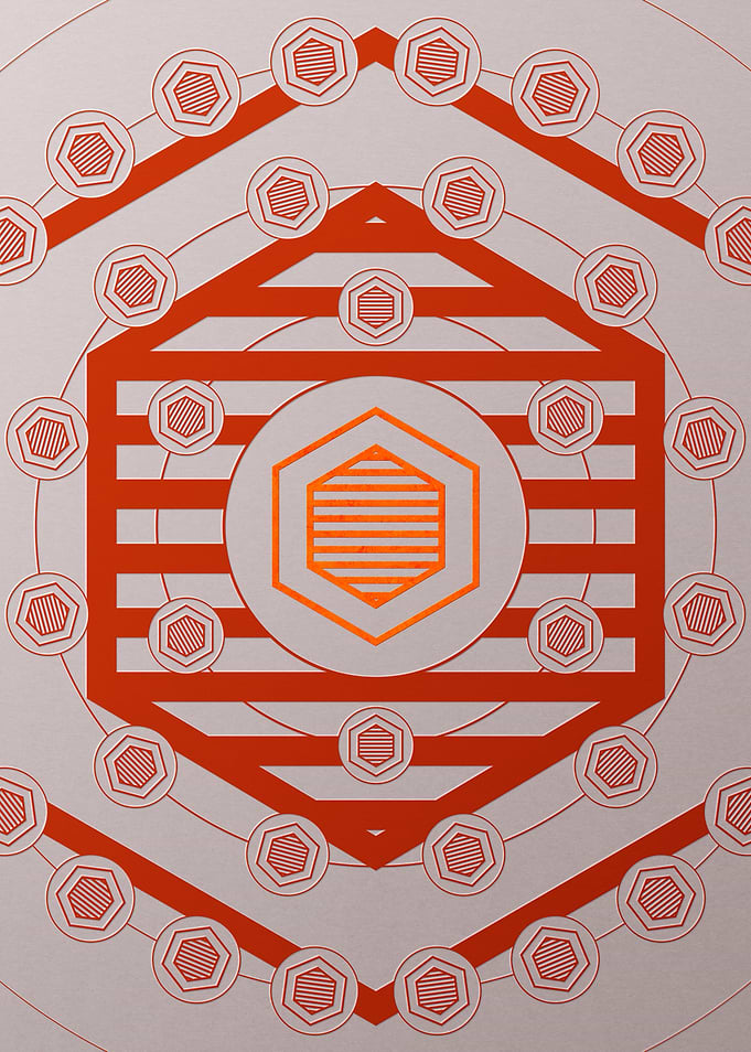Red Glyph Mandala Rune Art