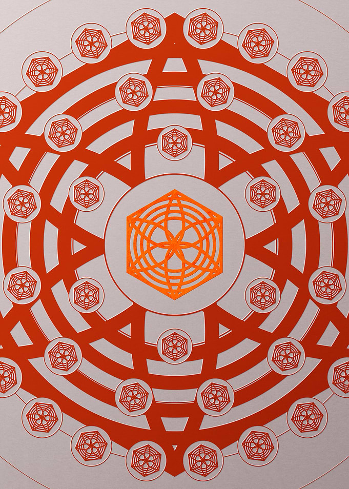 Red Glyph Mandala Rune Art