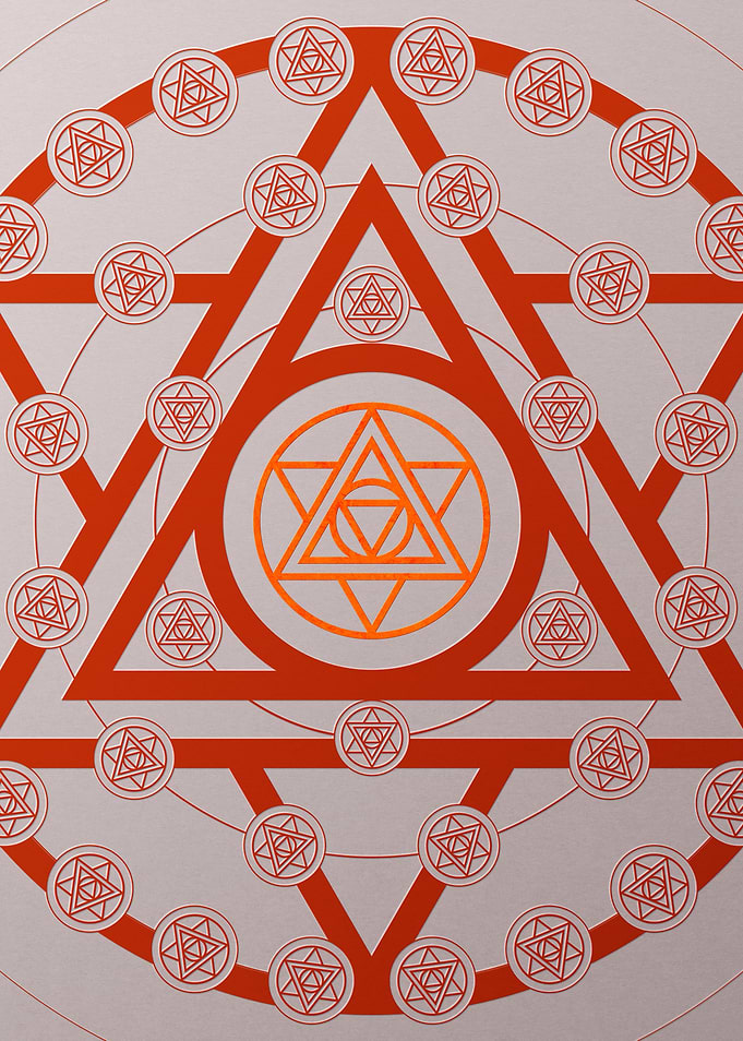Red Glyph Mandala Rune Art