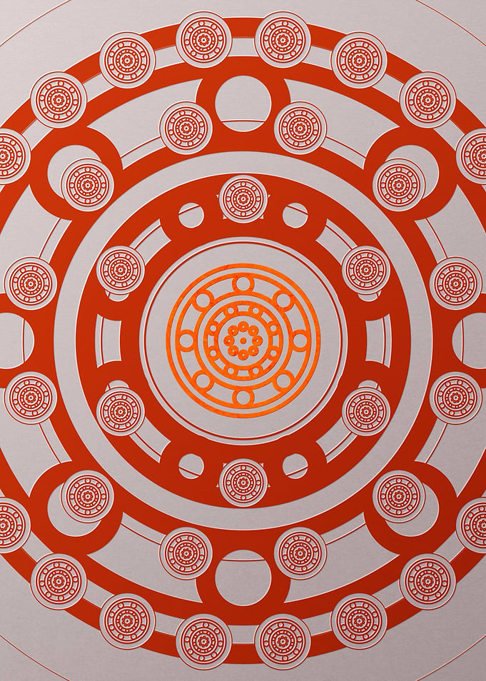 Red Geometric Glyph Poster