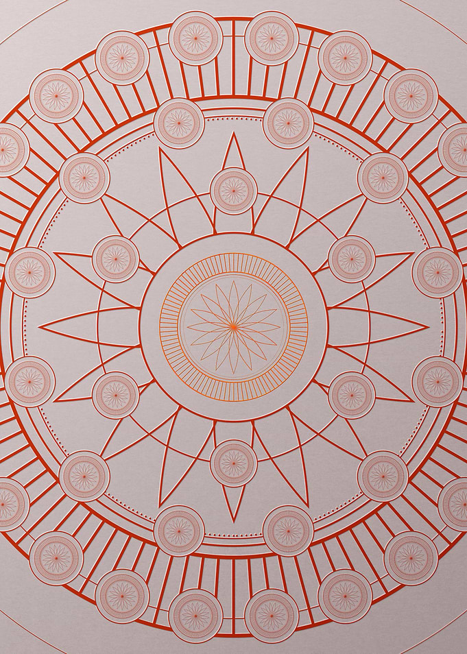 Red Glyph Mandala Rune Art