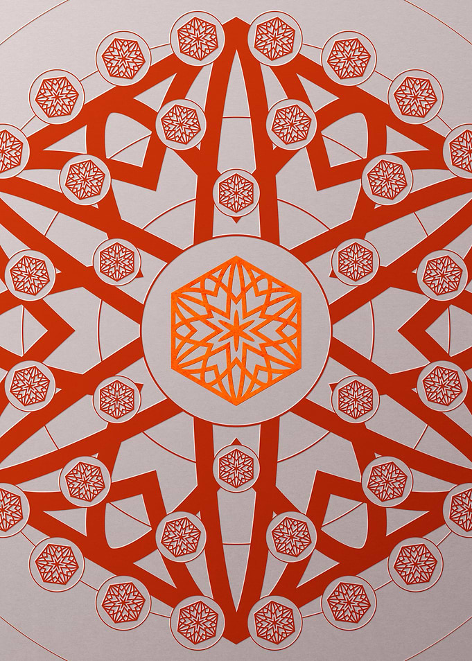 Red Glyph Mandala Rune Art