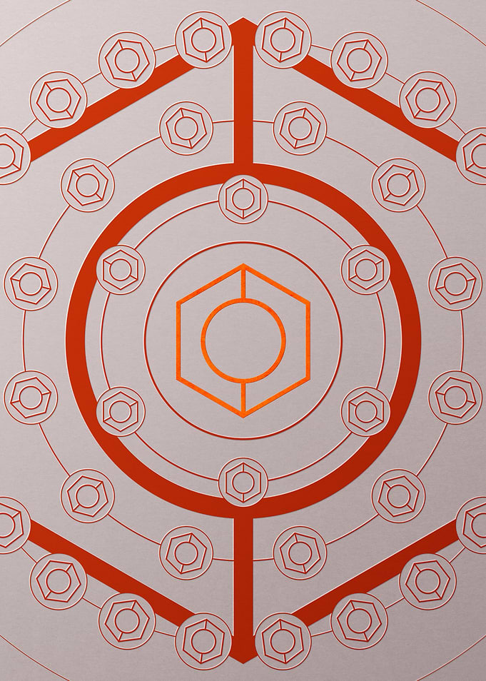 Red Geometric Glyph Poster