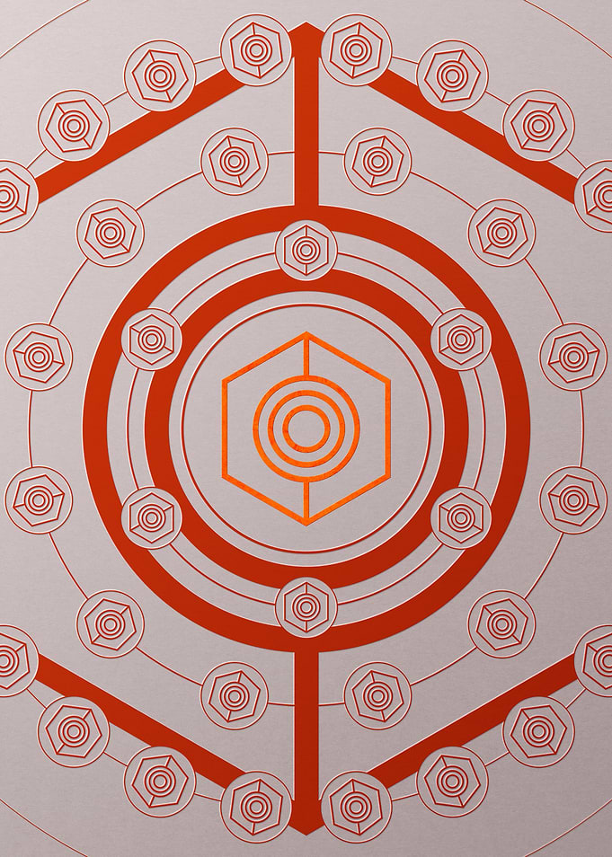 Red Geometric Glyph Poster