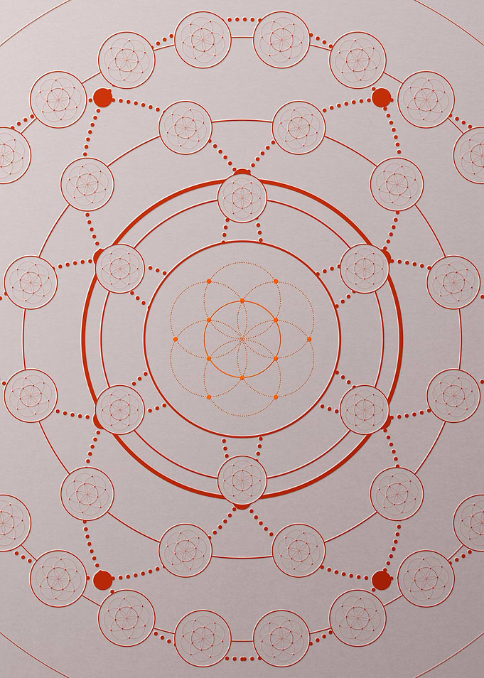 Red Glyph Mandala Rune Art