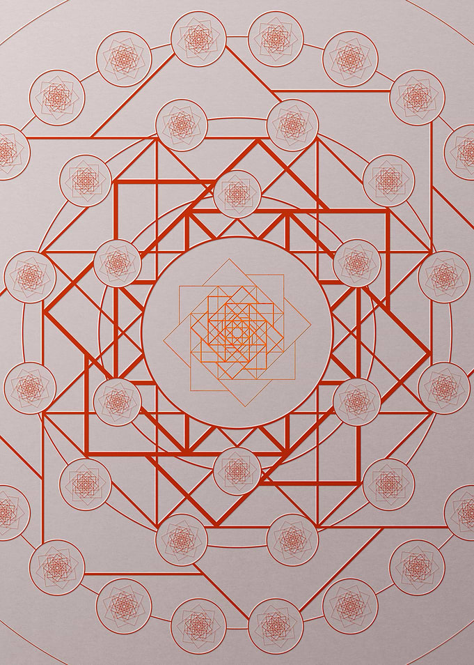 Red Geometric Glyph Poster