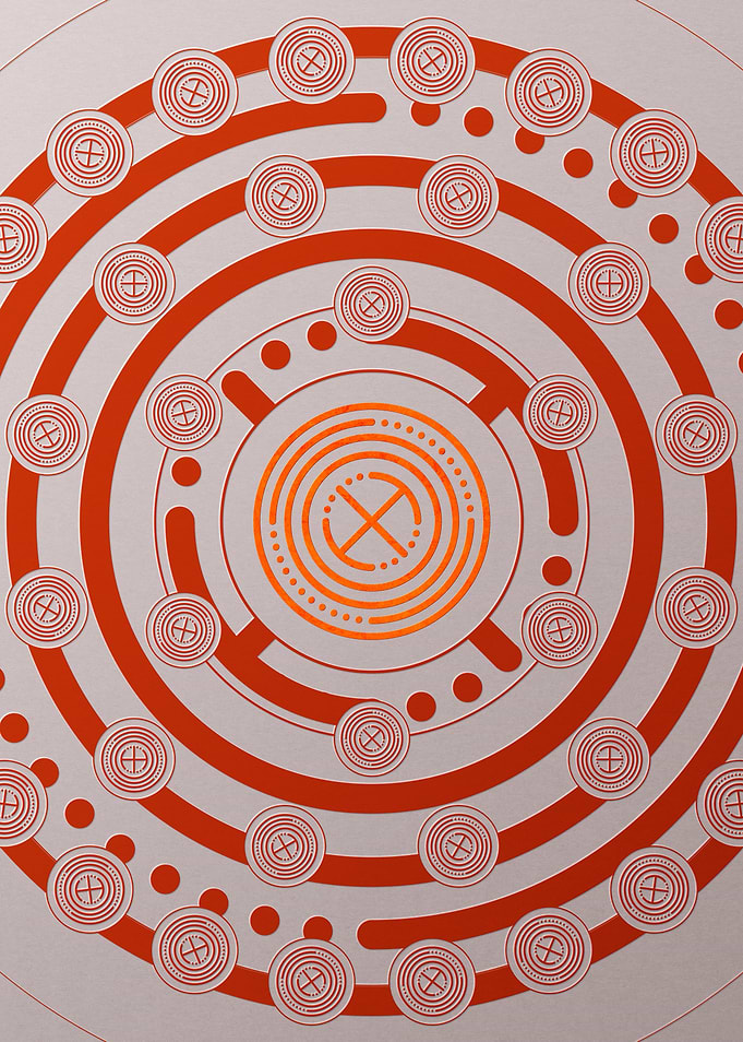Red Geometric Glyph Poster