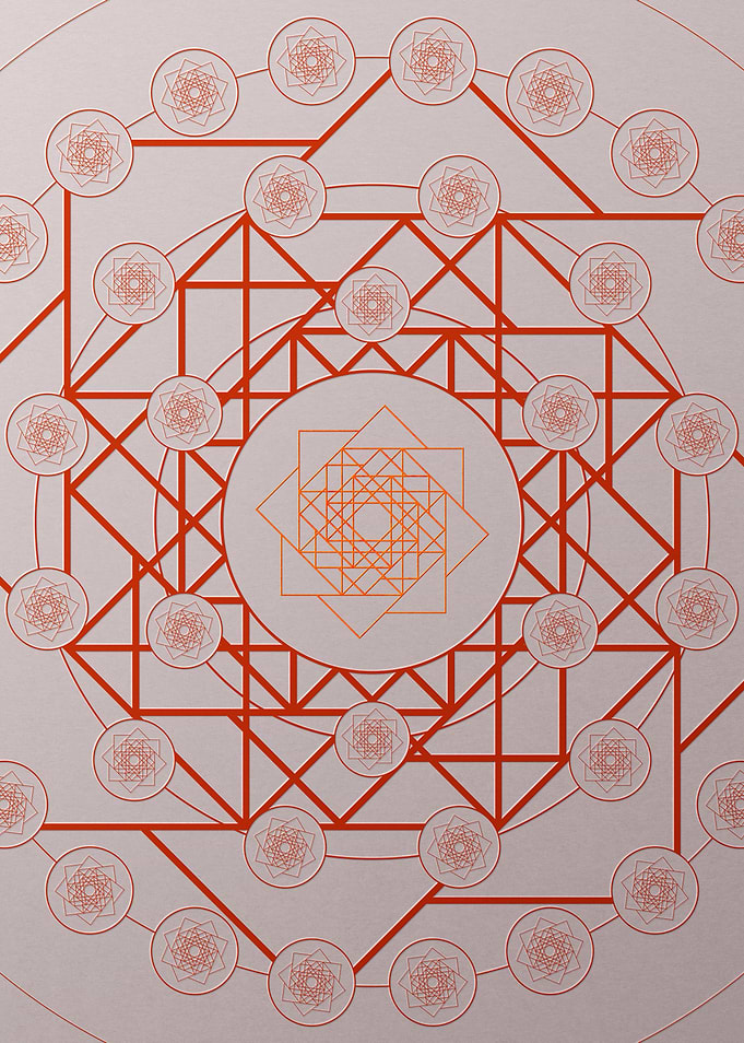 Red Geometric Glyph Poster