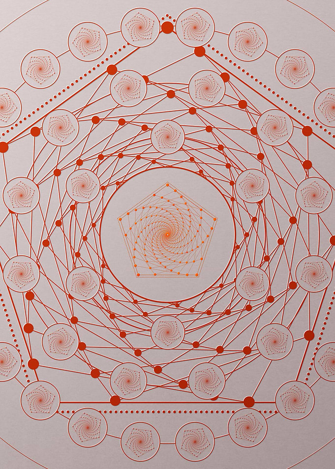 Red Glyph Mandala Rune Art