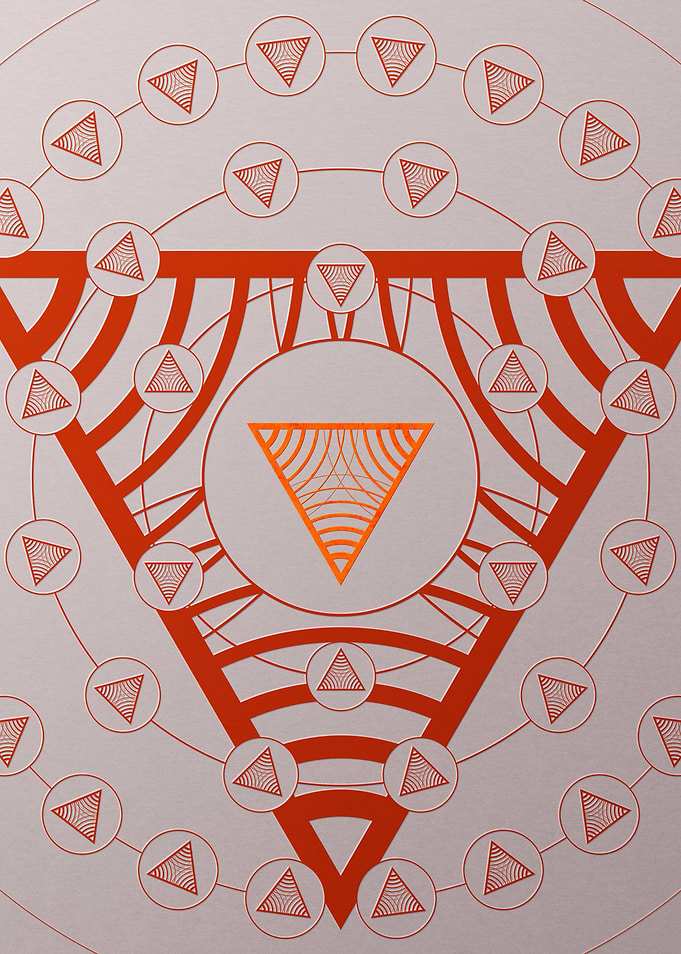 Red Glyph Mandala Rune Art