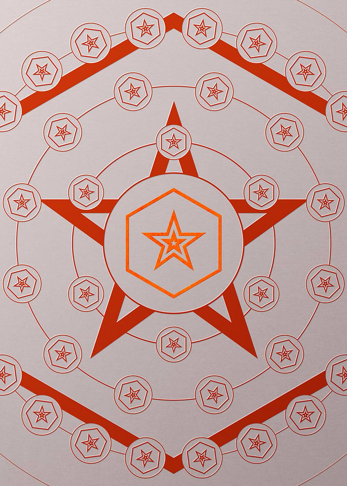 Red Geometric Glyph Poster