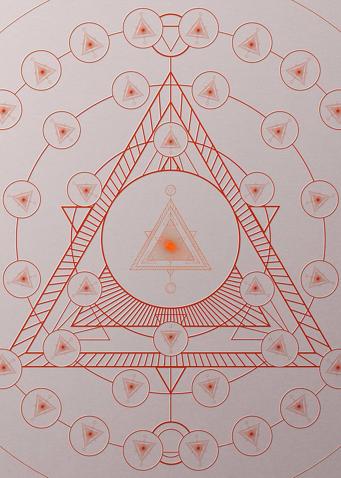 Red Glyph Mandala Rune Art