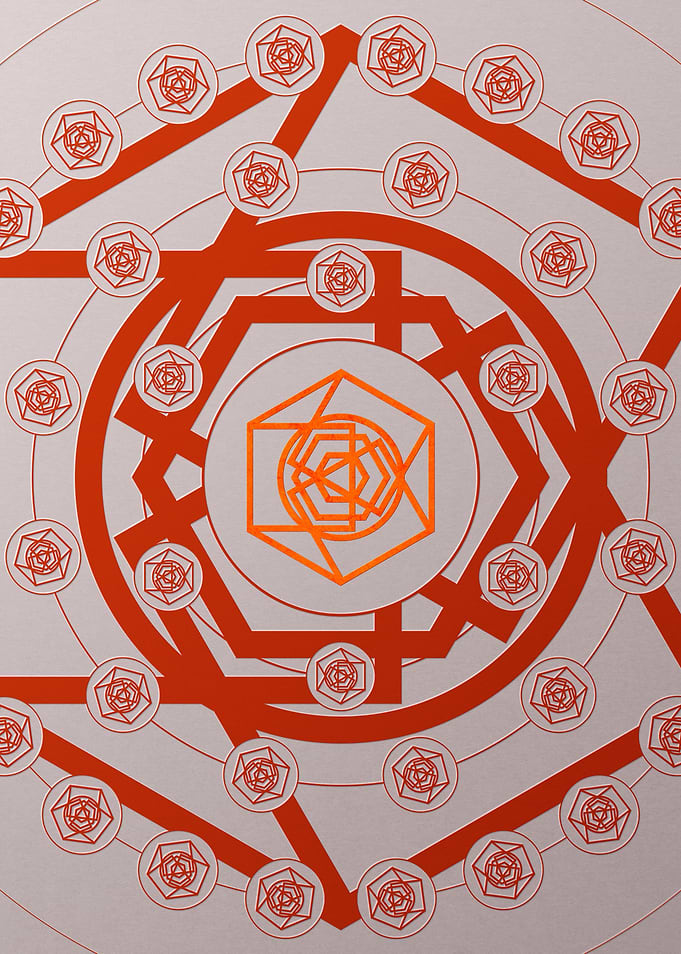 Red Geometric Glyph Poster