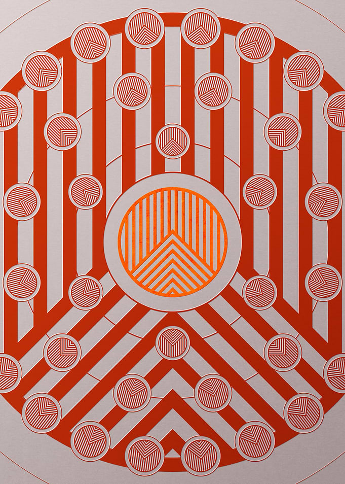 Red Geometric Glyph Poster