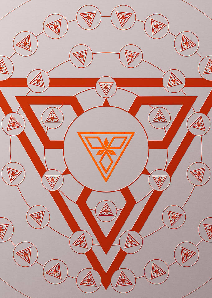 Red Geometric Glyph Poster